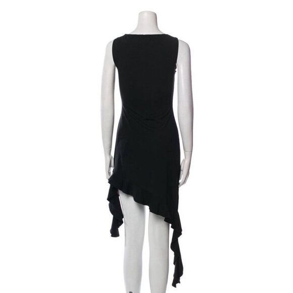 Reformation New Authentic Solid Black Tank Ruffle Quinley Knit Mini Dress Xs - Picture 6 of 12